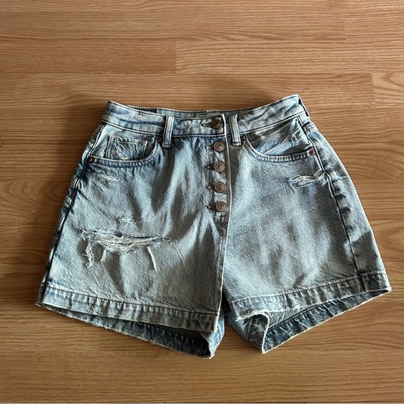 American Eagle Buttoned Distressed Mom Skort Size 00 - Picture 1 of 11